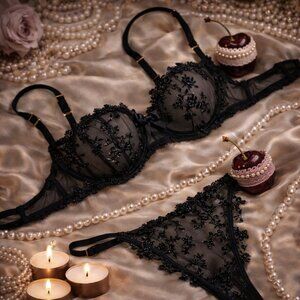 Bra & Panty Set Lace High Waist Royal Purple G World Intimates OH2468 One Size